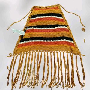 Crocheted Striped Halter Top S
