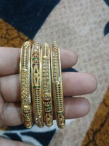 Set of 4 Gold Tone Indian Bangles