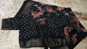 Elegant Black Floral Saree