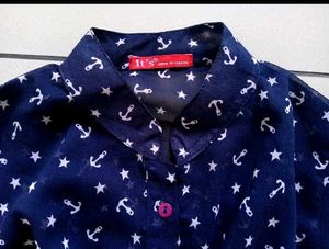 navy blue anchor print top