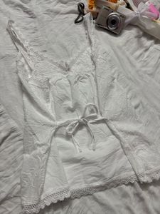 Embroidered White Cami Top