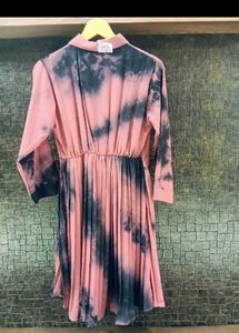 Stylish Pink Tie-Dye Kurta Set with Pleated Skirt