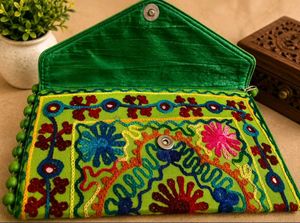 Hariyali Embroidered Clutch Bag