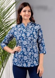 Blue Floral Print Kurta