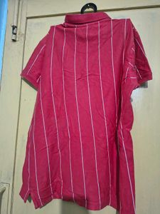Men's Red Striped Polo T-Shirt