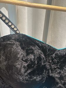 Black Velvet Blouse with Rhinestone Straps