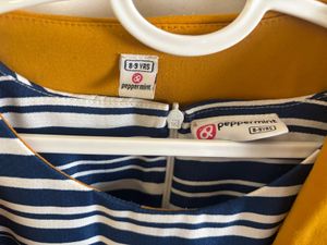 Striped Dress with Mustard Blazer(winter + summer