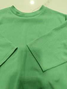 Trendy Ribbed Mint Green Top