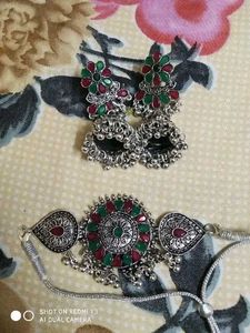 Oxidized Silver Choker and Earring Set