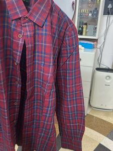 Men's Red Plaid Long Sleeve Shirt
