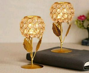Crystal Rose Candle Holder For Decoration -Set Of2