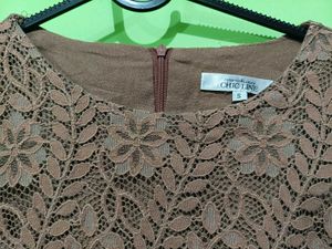 Brown Lace Long Sleeve Dress