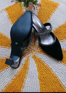 Black Embellished Mules
