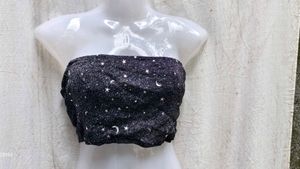 I. Sparkly Celestial Print Tube Top
