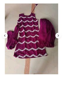 Stylish Purple Kurta Set with White Zigzag Print