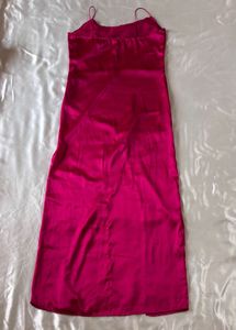 MISH Magenta Pink Satin Maxi Slit Dress
