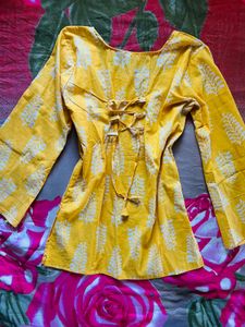 Yellow Block Print Kurta