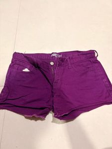 Purple Denim Shorts
