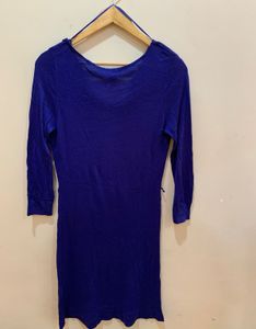 Blue Cowl Neck Dress