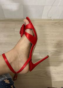 Stunning Red Rose Embellished Heels