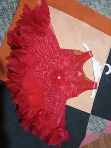 Red Ruffled Party Dress