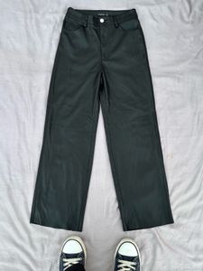 Stylish Wide Leg Faux Leather Pants