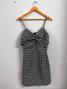 Black &amp; White Gingham Bow Dress