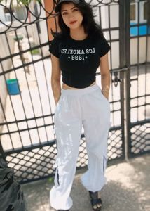 White Cargo Pants with Black Trim