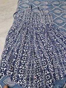 Blue &amp; White Patterned Summer Dress