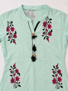 Mint Green Floral Anarkali Kurta