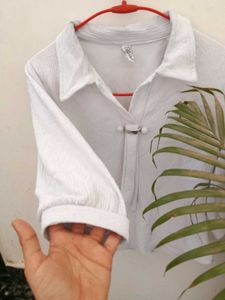 Elegant Collared Button-Up Top