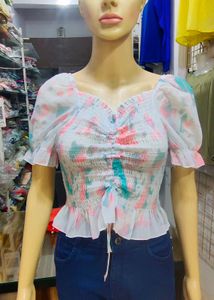 Chic Ruched Tie-Dye Crop Top