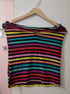 Vibrant Striped Off-Shoulder Top