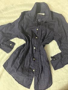 y2k polka dot button up 💙
