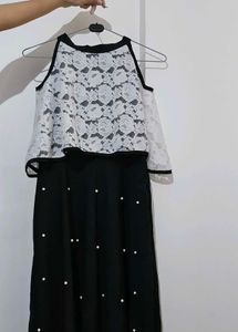 Cute Black Skirt &amp; Lace Top Set