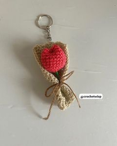 Handmade Crochet Tulip Keychain