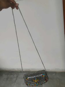 Boho Embellished Clutch with Chain