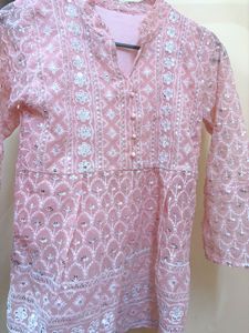 Elegant Pink Embroidered Kurta (never worn)