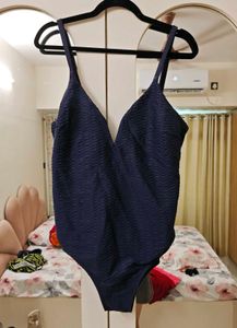 Navy Textured One-Piece Swimsuit