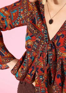 Bohemian Print Wrap Top