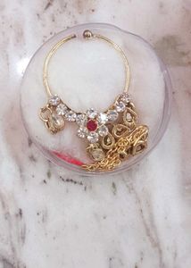 Elegant Kundan Nath with Pearl Dangle