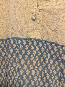 Blue &amp; White Printed Kurta Size - L