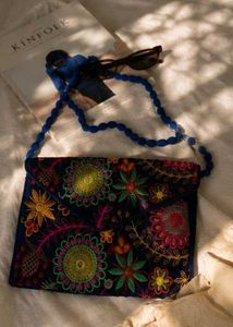 Boho Embroidered blue sling bag