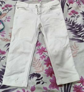 White Denim Jeans with Sparkle Detail