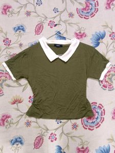 Olive Green Collared T-Shirt