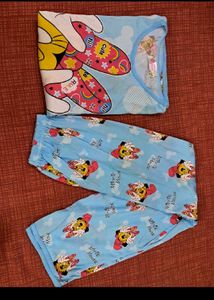 1 night suit 2 t shirts and a bottom