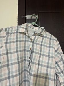 Casual Plaid Button-Up Tunic Shirt