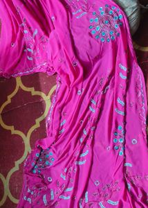 Vibrant Pink Embroidered Saree