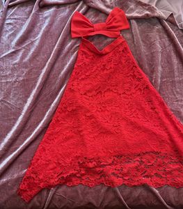 Red net bow top upto 34-36 bust