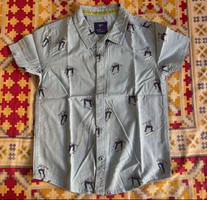 Cute Boy's Skateboard Print Shirt &amp; Denim Shorts O